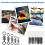 JRSHIRLEYLTD Lot de 220 émerillons de pêche à la truite, 5 tailles 4# 6 # 8 # 10 # 12# Anneaux solides pour la pêche à la truite