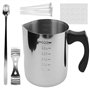 Casserole de cire de bougie - 900 ml - En acier inoxydable - Avec graduation - Avec poignée résistante à la chaleur - Avec cuill