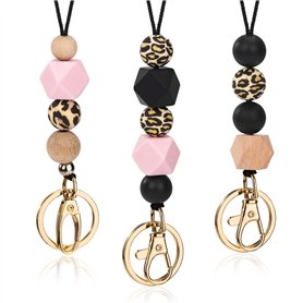 Cordon Tour de Cou pour d'Identification et Clés Mignon Silicone Perlé Lanière avec Metal Clip