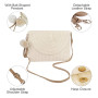 Pochette d'embrayage en Paille, Pochette Mariage Soirée Femmes Paille Sac à Main Enveloppe Plat Sac De Plage d'été Tissés, Boho 