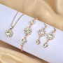 QKEPCY Ensemble de Bijoux Tournesol pour Femme Cristal Incrusté Or Rose Fleur Pendentif Réglable Collier Boucles D'oreilles Brac