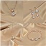 QKEPCY Ensemble de Bijoux Tournesol pour Femme Cristal Incrusté Or Rose Fleur Pendentif Réglable Collier Boucles D'oreilles Brac