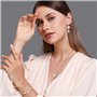 QKEPCY Ensemble de Bijoux Tournesol pour Femme Cristal Incrusté Or Rose Fleur Pendentif Réglable Collier Boucles D'oreilles Brac