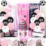 Sursurprise Décorations de fête d'anniversaire de football pour filles - Bannière d'anniversaire rose - Guirlande de ballons pou