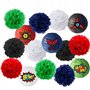 Fangleland Décorations de fête Ninja Fournitures de fête Lanternes de Papier Ninja Autocollants Pom Poms pour Ninja Thème Annive