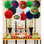 Fangleland Décorations de fête Ninja Fournitures de fête Lanternes de Papier Ninja Autocollants Pom Poms pour Ninja Thème Annive