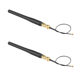 Jopto Lot de 2 antennes 433 MHz 3DBI Hotspot omnidirectionnel WiFi Droit RP-SMA Femelle avec U.FL vers RP-SMA mâle 3G 4G WiFi Mo