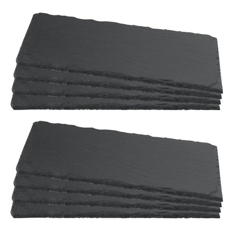 ZEONHEI Lot de 8 Assiettes Rectangulaires en Ardoise