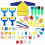 Éponge Brosses de Peinture Enfant Ensemble Pinceaux et Tablier 48 Pièces Art DIY Outils d'art d'apprentissage Précoce d’Bambin p