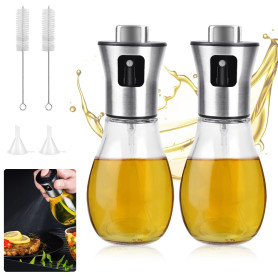 DOUSELLA 2 PCS Bouteille d'Huile en Spray Pulvérisateur d'Huile d'Olive Spray Huile Cuisine Flacon Pulvérisateur d'Huile en Verr