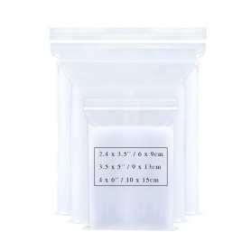 Sachets Refermables 3 Tailles 300 Pièces - Plastiques Zip 6x9/9x13/10x15cm - Transparents pour Rangement de Bijoux
