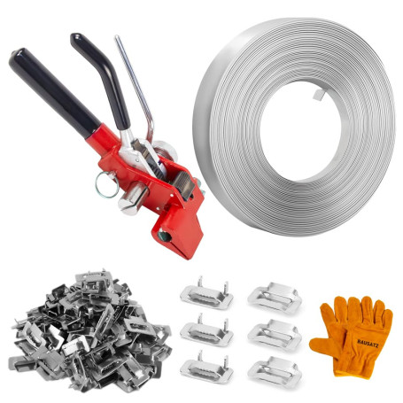 BAUSATZ Kit de cerclage d'emballage – Bobine de bande en acier inoxydable (3/4" x 100 pi x 0