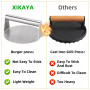 XIKAYA 6,3 Pouces Smash Burger, 16cm Rond en Acier Inoxydable Steak haché，2 mm épaissi Presse Burger，pour Les Hamburgers, Les ba