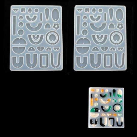 Moule à Bijoux en RéSine - Silicone Resine Epoxy De Moules Pendentifs Collier Boucles d'oreilles DIY Bricolage Fabrication Plate
