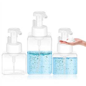 3 Pièces Distributeur Savon Mousse - 2x250ml & 1x450ml Flacons Vides à Pompe à Pression Rechargeable