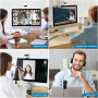 2K webcam pour pc, Caméra de Streaming avec éclairage Circulaire/trépied/Microphone, streamcam 360° Rotation, Protection de la V