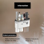 WUERKIYA Porte Brosse à Dents Mural avec Distributeur Dentifrice Automatique Support Salle de Bain sans Percage 4 Fentes pour Br