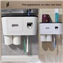 WUERKIYA Porte Brosse à Dents Mural avec Distributeur Dentifrice Automatique Support Salle de Bain sans Percage 4 Fentes pour Br