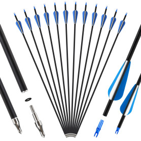 SERfawnCH 12 Flèches Carbone Mixte 30 Pouces pour Chasse et Ciblage - Compatible Arc Classique