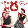 dcas 9 Pièces Femmes Costume Accessoires Ensemble années 50, Deguisement Rockabilly pour Femme Accessoires, Accessoires de fête 