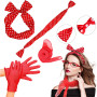 dcas 9 Pièces Femmes Costume Accessoires Ensemble années 50, Deguisement Rockabilly pour Femme Accessoires, Accessoires de fête 