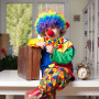 VOSSOT Accessoire de costume de clown, accessoire de costume de clown, perruque bouclée + nez de clown + cravate colorée + gants