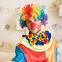 VOSSOT Accessoire de costume de clown, accessoire de costume de clown, perruque bouclée + nez de clown + cravate colorée + gants