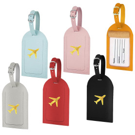 AMANMAN Étiquettes de Bagage Avion 6 Pièces Étiquettes Valise Étiquettes d'identification en Cuir Étiquette de Sac à Main Access