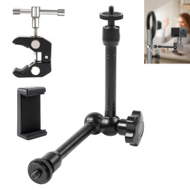 JUNART Bras Magique réglable de 11 Pouces avec Super Pince et Pince pour téléphone Portable