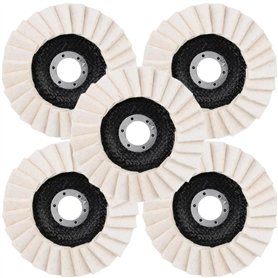 Lot de 5 disques de polissage 125 mm x 22 mm en feutre de laine pour meuleuse d'angle