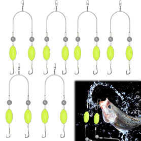 ARTGUTS Lot de 6 hameçons doubles avec ligne de base inversée