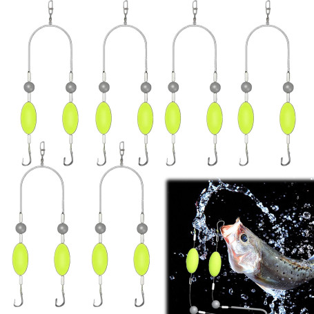 ARTGUTS Lot de 6 hameçons doubles avec ligne de base inversée