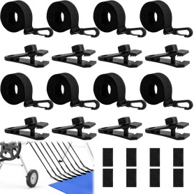 ARTGUTS Enrouleur de piscine - Lot de 8 sangles de maintien et 8 pinces - Sangles de couverture solaire et clips - Pour bâche de