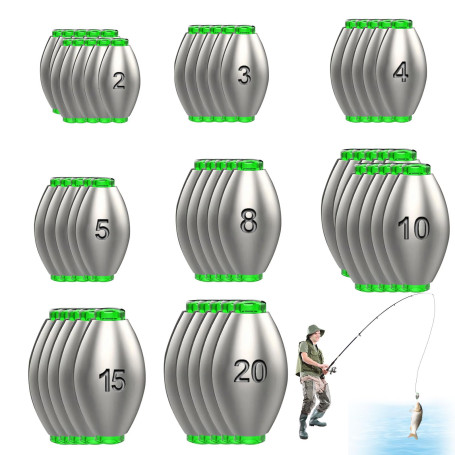 ARTGUTS Dropshot Lot de 50 plombs de pêche amovibles