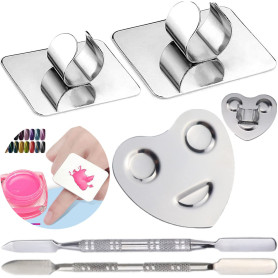 Yueser 3 Pcs Palette de Mélange en Acier Inoxydable Bague à Doigt Palette de Couleurs avec Spatule pour Fond de Teint/Ombre À Pa