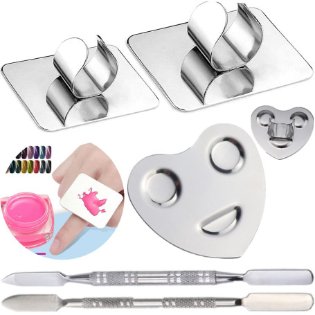 Yueser 3 Pcs Palette de Mélange en Acier Inoxydable Bague à Doigt Palette de Couleurs avec Spatule pour Fond de Teint/Ombre À Pa