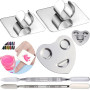 Yueser 3 Pcs Palette de Mélange en Acier Inoxydable Bague à Doigt Palette de Couleurs avec Spatule pour Fond de Teint/Ombre À Pa