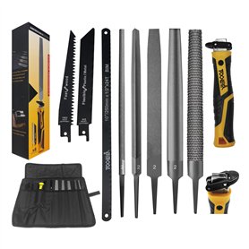 Magicbox Lot de 8 limes professionnelles en métal et bois - Avec poignée en caoutchouc - Pour métal