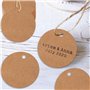 GIDWRIY 150 Pièces Etiquette Kraft Rondes 5 CM,Etiquette Cadeau Papier Kraft,Etiquettes pour Dragées,Etiquette Mariage Merci,Eti