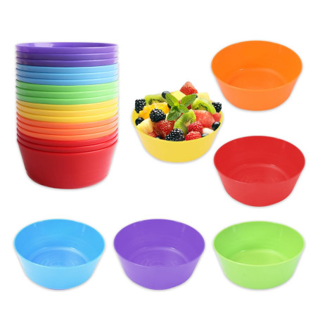 YZROHYI 18pcs Bol Plastique Reutilisable 370 ML