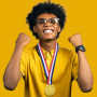 3 Pièces Médailles pour Enfants, Médaille en Métal doré, Médailles pour Journée Sportive avec Collier en Ruban pour Prix de Jour