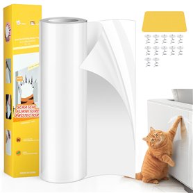 Lunova Protection Canapé Chat Anti Griffe - Film Auto-Adhésif Transparent PVC 30cm x 500cm