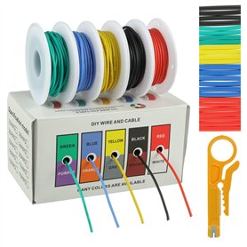 BOJACK Kit Câbles en Silicone 20 AWG Kit de Fil électrique Toronné en Cuivre étamé 300 V Avec 20φ3mmTubes (5 Couleurs