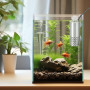 DONGKER Écumoire Électrique pour Aquarium,Ecumeur de Surface USB en Acier Inoxydable avec 2 Ventouses Puissantes pour Aquarium D