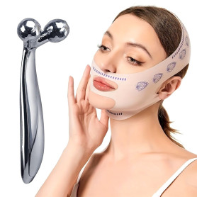 IBMLOMM Rouleau de Massage Visage Roller Visage 3D Anti-âge & Masque de Sommeil Confortable pour Le Visage