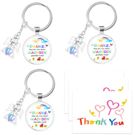 KHIRY Porte-clés Souvenir Souvenir de Remerciement pour Femme 3 pièces ‘’ Merci de m'avoir aidé à Grandir‘’ – Coffret Cadeau Por