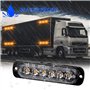 4pcs 12-24V Ultra Mince Voyant Barre D'alarme Stroboscopique d'urgence Lampe- 6 LEDS Bande lumineuse D'avertissement de Flash Ca