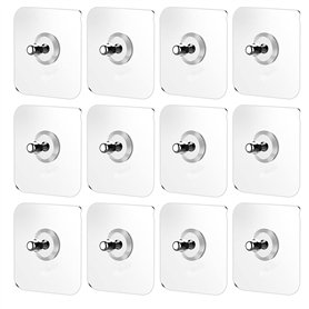 LongZYU 12-Set 7x7cm Vis Adhésives Détachables Mural Clous de Suspension Collants Crochets Auto Adhésifs sans Trace Aucun perçag