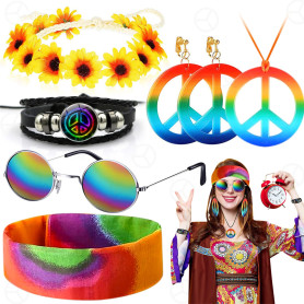 Weploda 7 Pièces Ensemble de Costume Hippie