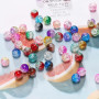 200 Pièces en Boîte Colorées Perles de Verre, 8mm Rondes Perles Craquelées avec Trou pour DIY Fabrication de Bijoux Collier Brac